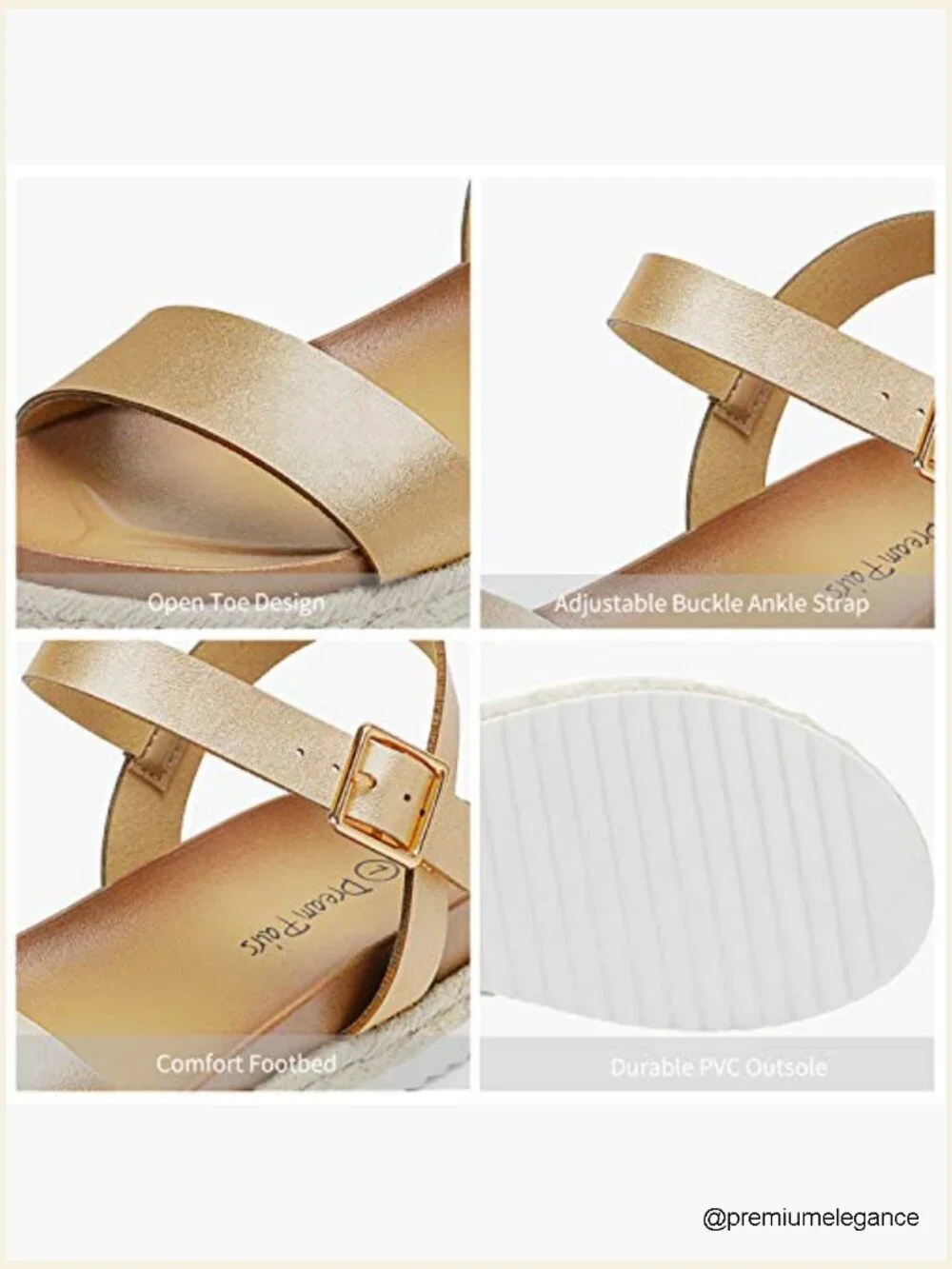 Open Toe Ankle Strap Espadrille Platform Wedge Sandals